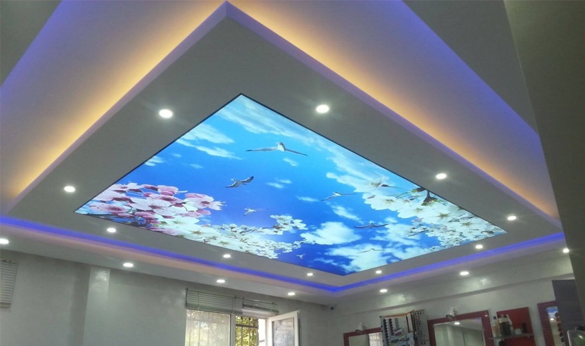 Göztepe led işıklı asma tavan – Gergi tavan örneği